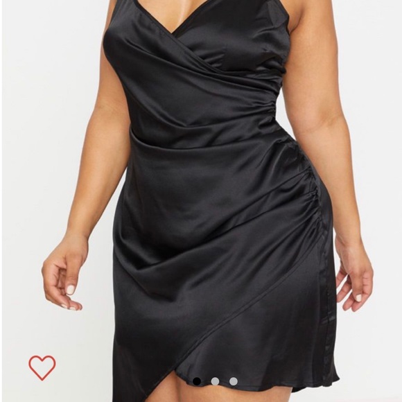 Black satin wrap dress - Picture 2 of 2